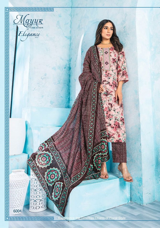 Eligance Vol 6 By Mayur Embroidery Neck Cotton Dress Material Wholesale Shop In Surat